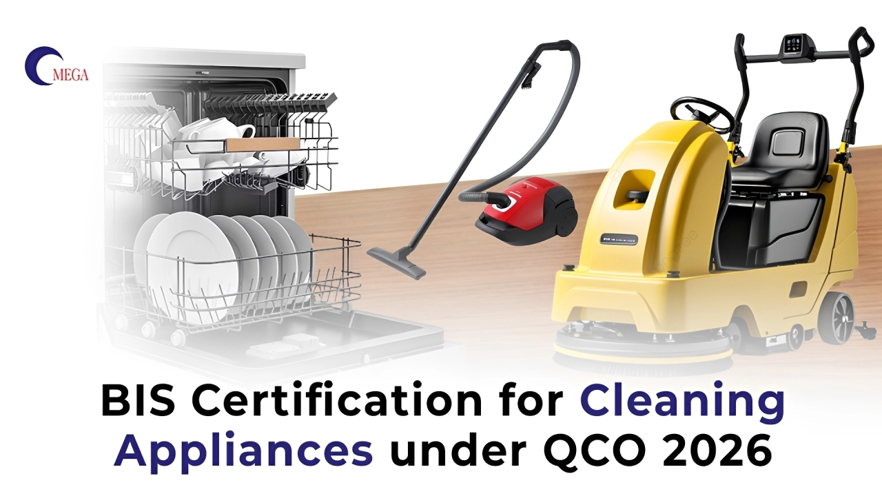 BIS certification for cleaning appliances under QCO 2026 including dishwasher, vacuum cleaner and floor scrubber in India