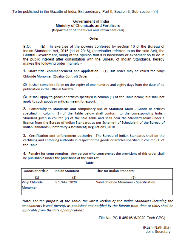 qco for Vinyl Chloride Monomer 